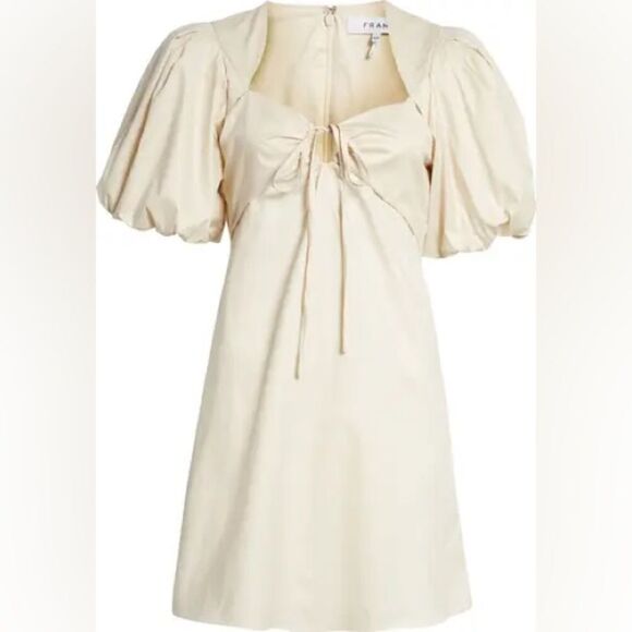 Frame Tie Neck Puff Sleeve Stretch Poplin Minidress medium - Picture 3 of 9